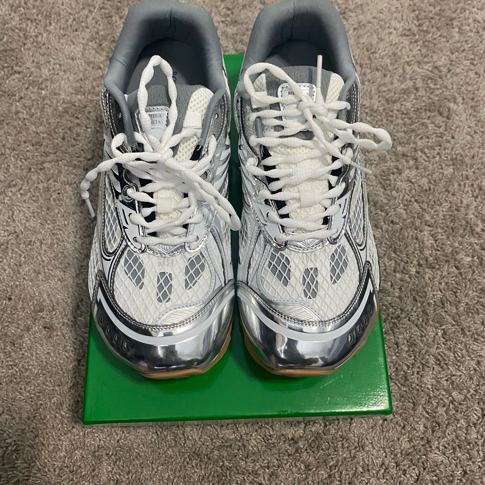 White and Silver Athletic Sneakers